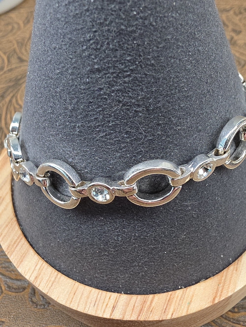 Vintage Silver Link Clear Crystal Rhinestone Classic Avon Bracelet
